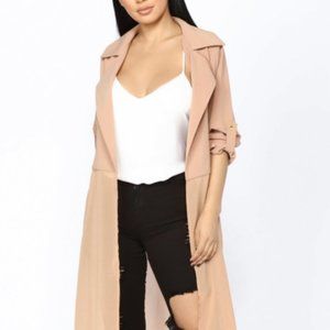 Fashion Nova Keeping It Cozy Long Tan Duster